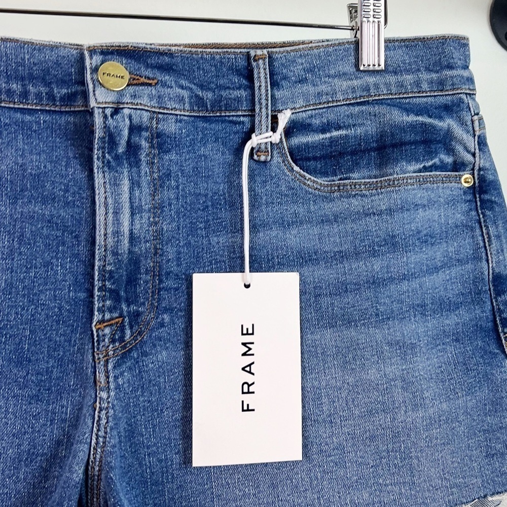 NWT Frame Denim Le Cutoff Raw Hem Mid Rise Shorts in Bixby Blue - Picture 5 of 7